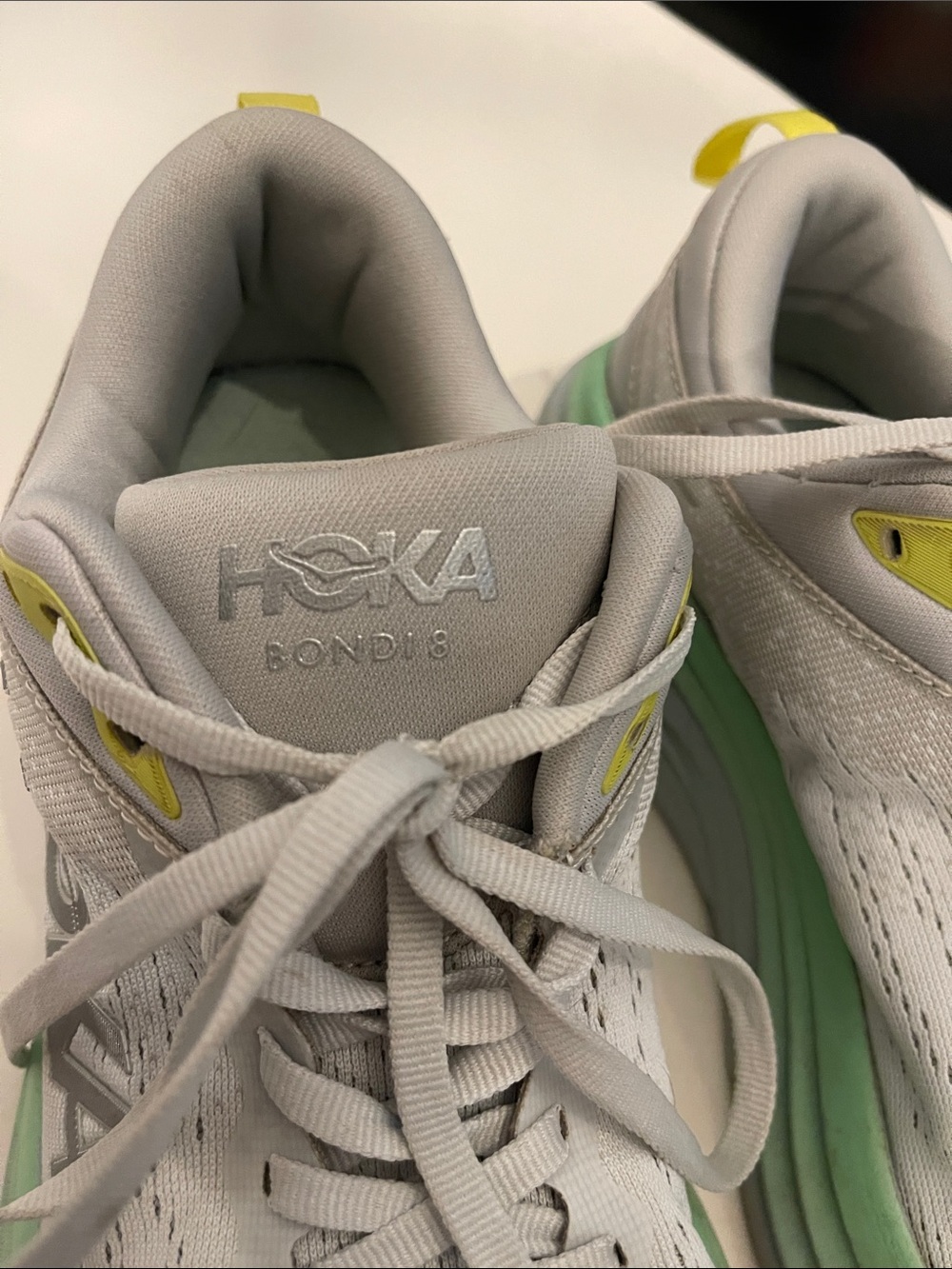 Hoka Women's Gray, Mint and Yellow Running Shoes size 8b Bondi 8 - Picture 8 of 10